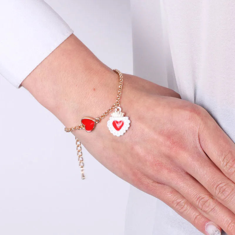 AMO NAPOLI - BRACCIALE IN METALLO CUORE SACRO BIANCO