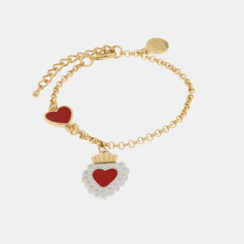 AMO NAPOLI - BRACCIALE IN METALLO CUORE SACRO BIANCO