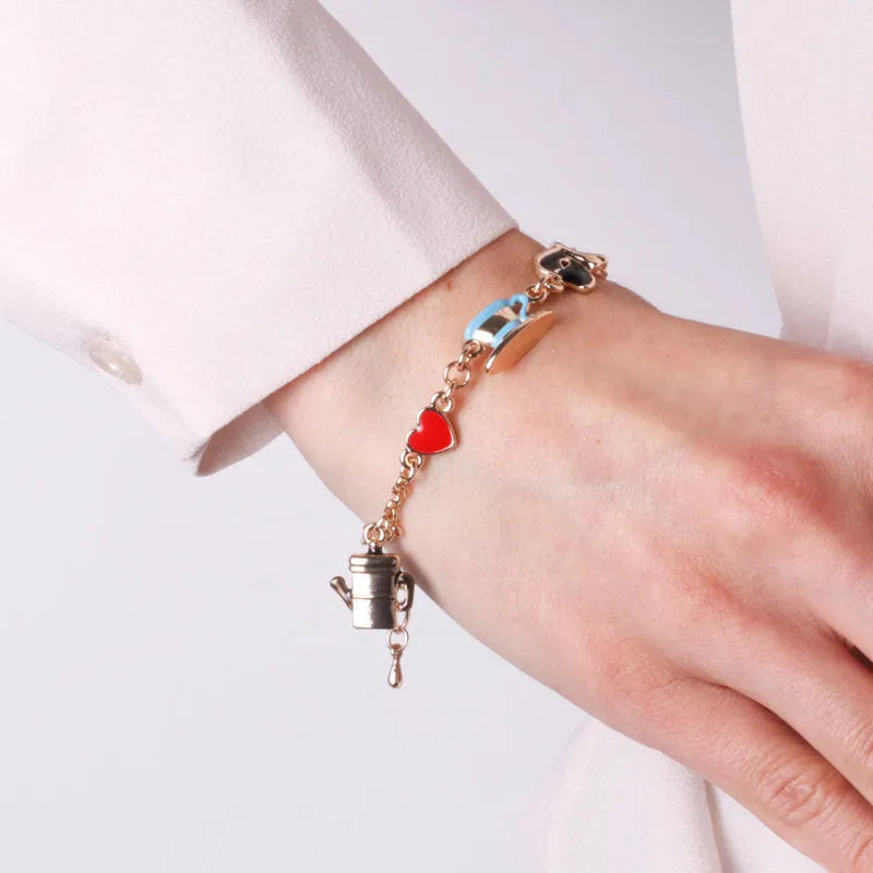 I LOVE NAPLES - METAL BRACELET WITH MASK AND COFFEE CUP CHARMS