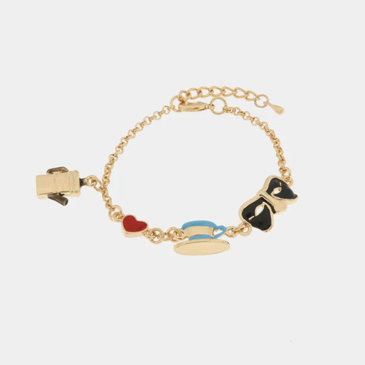 AMO NAPOLI - BRACCIALE IN METALLO CHARMS MASCHERA TAZZINA CAFFE'