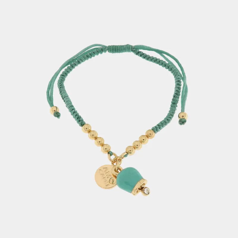 AMO CAPRI - METAL BRACELET WITH TURQUOISE CORD AND BELL