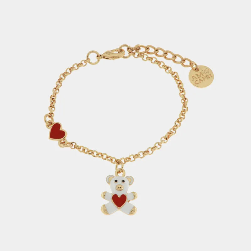 AMO CAPRI - BRACCIALE IN METALLO DORATO CON ORSO BIANCO