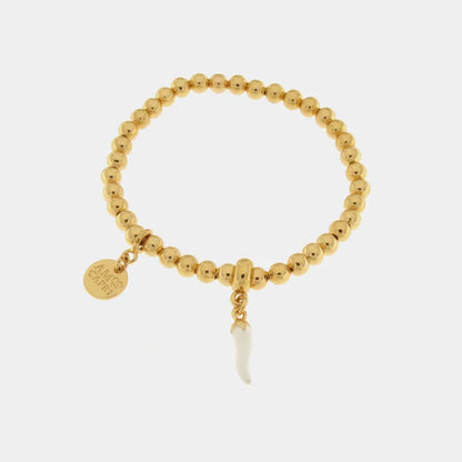 I LOVE NAPLES - METAL BRACELET WITH WHITE ENAMEL HORN