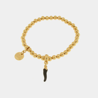 I LOVE NAPLES - METAL BRACELET WITH BLACK ENAMEL HORN