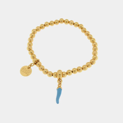 I LOVE NAPLES - METAL BRACELET WITH TURQUOISE ENAMEL HORN