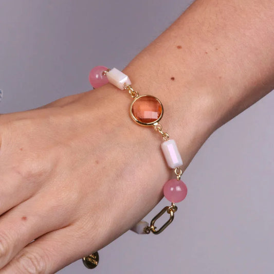 AMO VENEZIA - BRACCIALE IN METALLO CON CRISTALLO E PIETRE ROSA