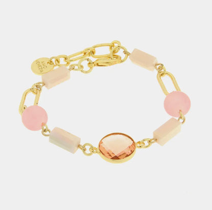 AMO VENEZIA - BRACCIALE IN METALLO CON CRISTALLO E PIETRE ROSA