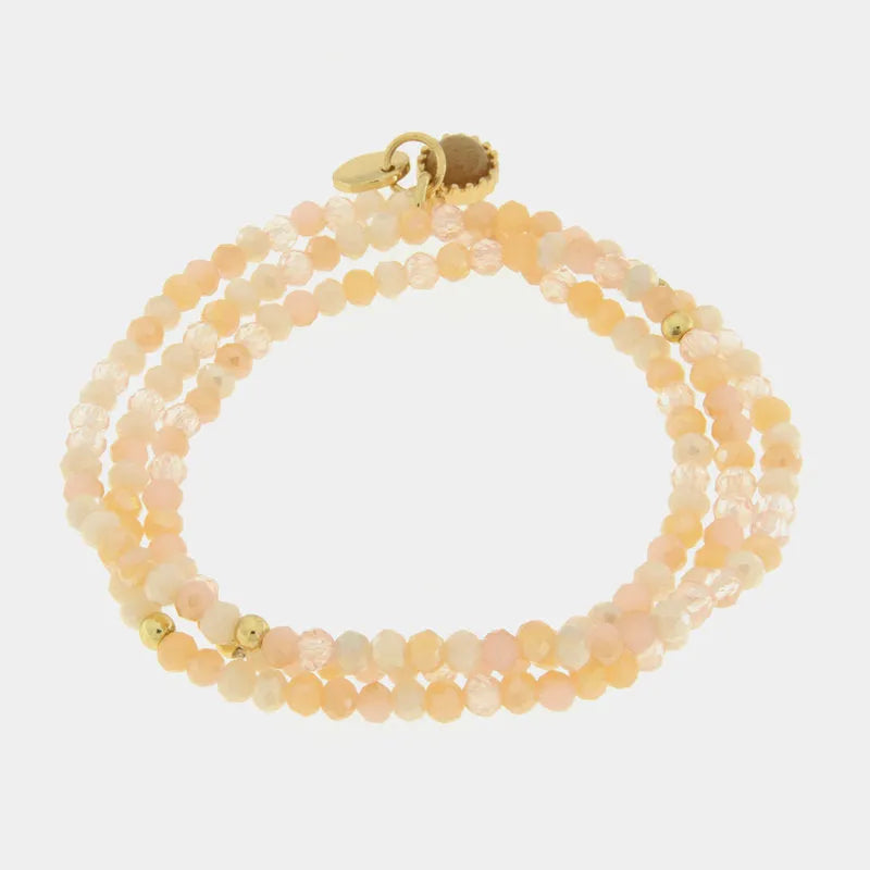 AMO VENEZIA - BRACCIALE ELASTICO IN METALLO CON PERLINE BEIGE