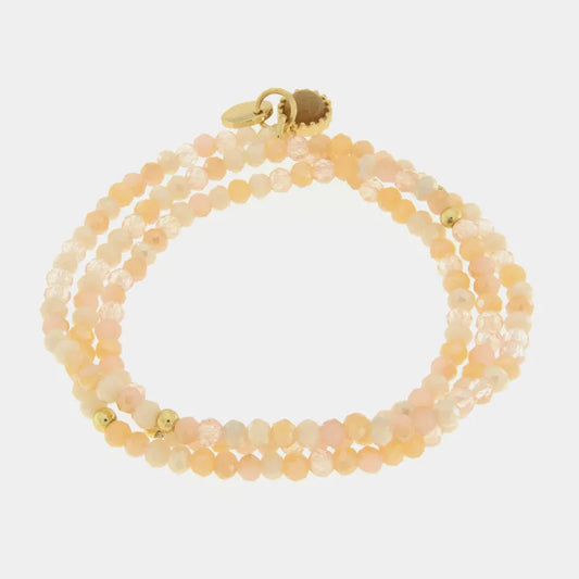 AMO VENEZIA - BRACCIALE ELASTICO IN METALLO CON PERLINE BEIGE