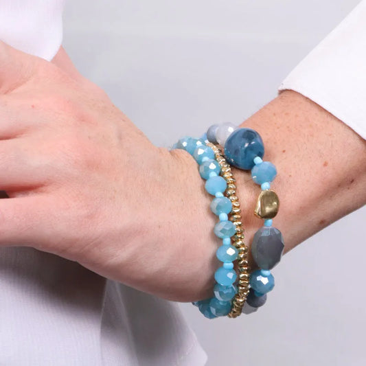 AMO VENEZIA - BRACCIALE ELASTICO CON PIETRE TURCHESI