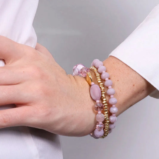 AMO VENEZIA - BRACCIALE ELASTICO CON PIETRE LILLA