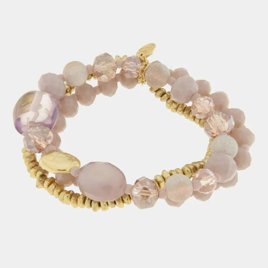 AMO VENEZIA - BRACCIALE ELASTICO CON PIETRE LILLA