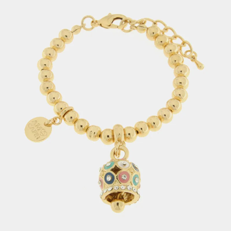 AMO CAPRI - BRACCIALE IN METALLO DORATO CON POIS E ZIRCONI