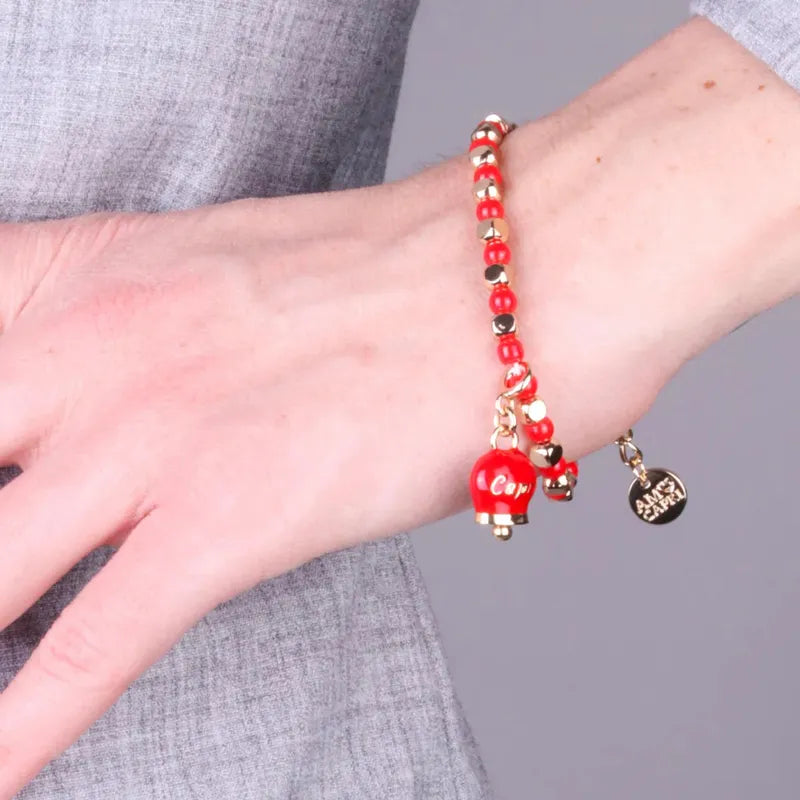 AMO CAPRI - BRACCIALE IN METALLO CON CAMPANELLA CAPRI ROSSA