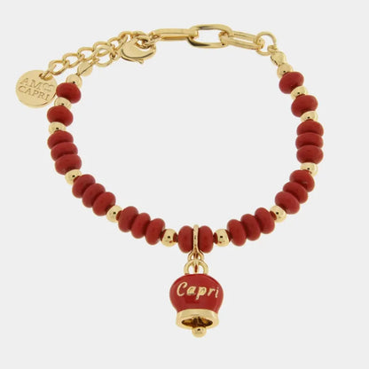 AMO CAPRI - BRACCIALE IN METALLO CON CAMPANELLA CAPRI ROSSA