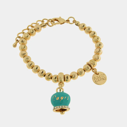 AMO CAPRI - BRACCIALE IN METALLO DORATO CAMPANELLA TIFFANY SCRITTA CAPRI