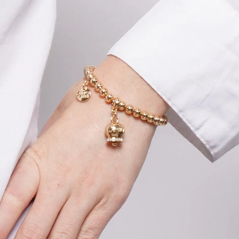 AMO CAPRI - BRACCIALE IN METALLO DORATO CAMPANELLA DORATA SCRITTA CAPRI