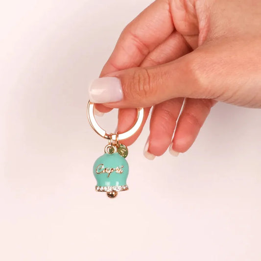 AMO CAPRI - PORTACHIAVI CAMPANELLA METALLO DORATO E SMALTO VERDE