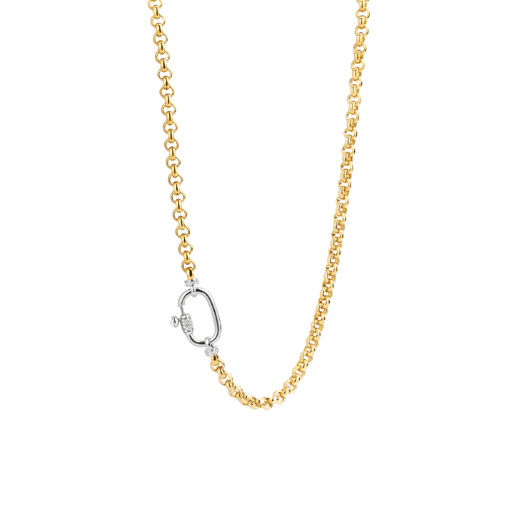 TI SENTO - COLLANA CATENA ROLO' ARGENTO DORATO E MOSCHETTONE CON ZIRCONI