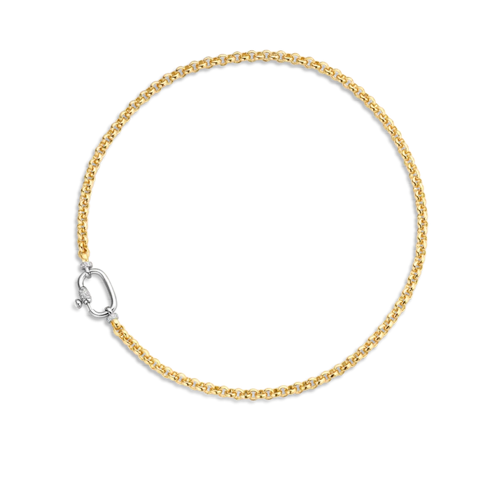 TI SENTO - COLLANA CATENA ROLO' ARGENTO DORATO E MOSCHETTONE CON ZIRCONI