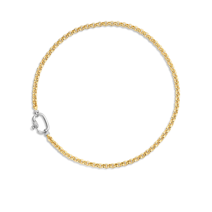 TI SENTO - COLLANA CATENA ROLO' ARGENTO DORATO E MOSCHETTONE CON ZIRCONI