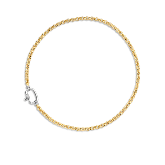 TI SENTO - COLLANA CATENA ROLO' ARGENTO DORATO E MOSCHETTONE CON ZIRCONI