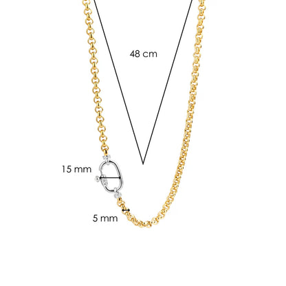 TI SENTO - COLLANA CATENA ROLO' ARGENTO DORATO E MOSCHETTONE CON ZIRCONI