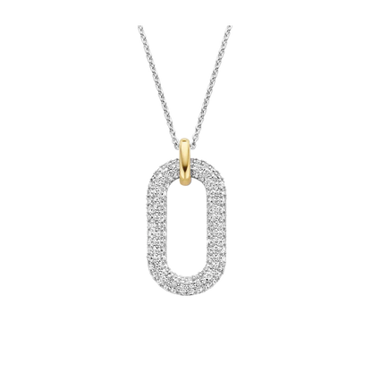 TI SENTO - COLLANA OVALE ARGENTO DORATO E ZIRCONI