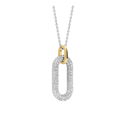 TI SENTO - COLLANA OVALE ARGENTO DORATO E ZIRCONI