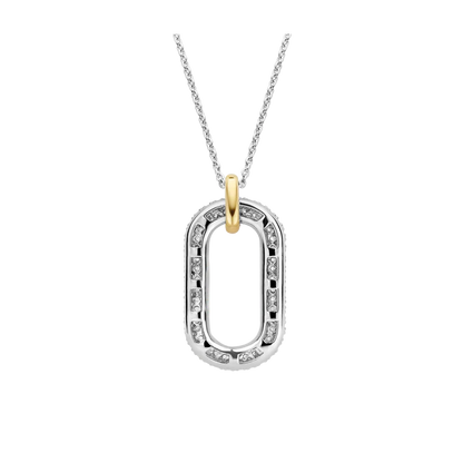 TI SENTO - COLLANA OVALE ARGENTO DORATO E ZIRCONI