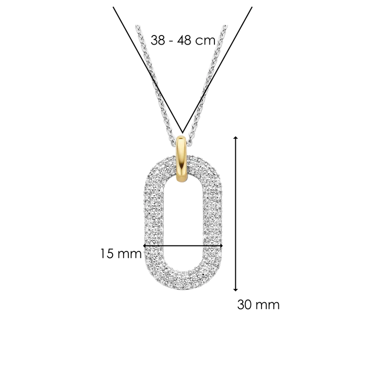 TI SENTO - COLLANA OVALE ARGENTO DORATO E ZIRCONI