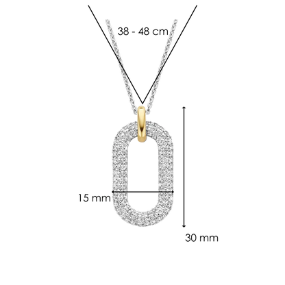 TI SENTO - COLLANA OVALE ARGENTO DORATO E ZIRCONI