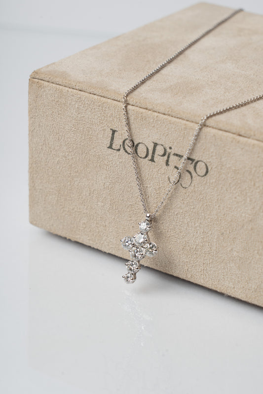 LEO PIZZO - COLLANA CROCE IN DIAMANTI E ORO BIANCO