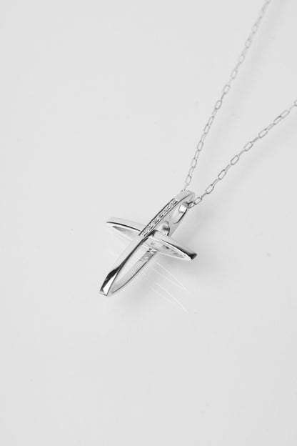 TRAMONTANO - COLLANA CROCE IN DIAMANTI E ORO BIANCO