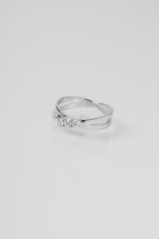 LEO PIZZO - ANELLO TRILOGY DOPPIO GIRO IN ORO BIANCO E DIAMANTI