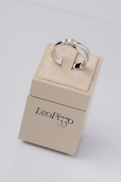 LEO PIZZO - ANELLO TRILOGY DOPPIO GIRO IN ORO BIANCO E DIAMANTI