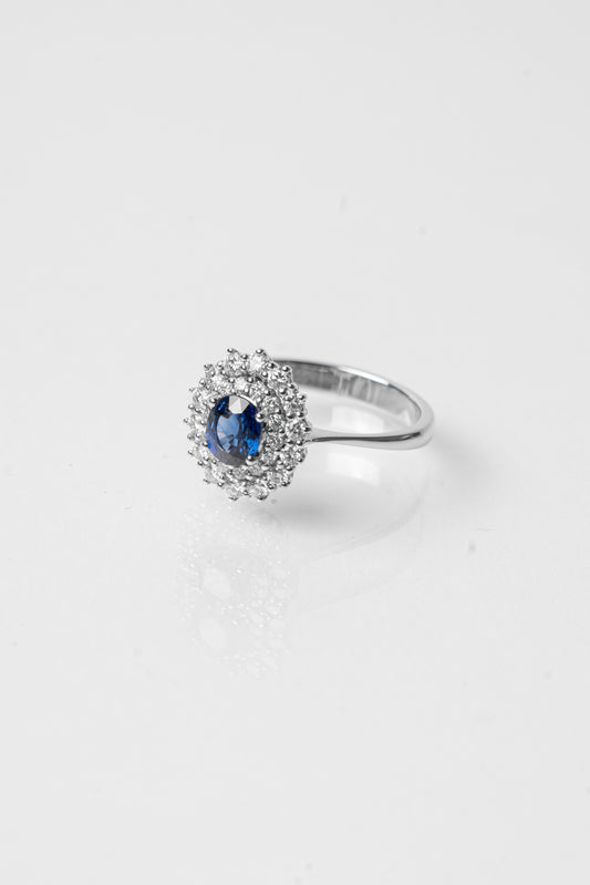 LEO PIZZO - ANELLO ROYAL RING CON ZAFFIRO BLU E DIAMANTI