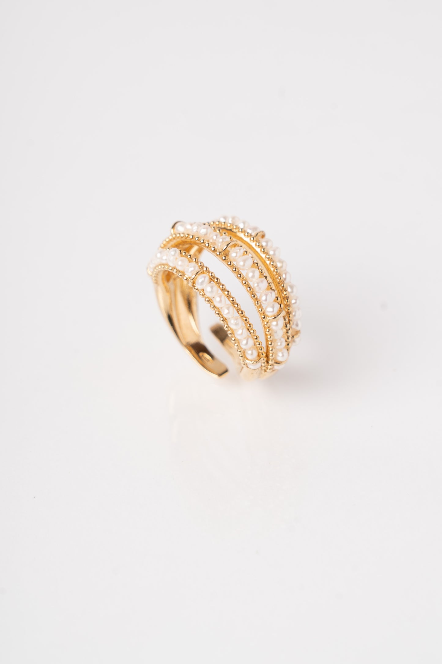 SOARA - ANELLO IN ARGENTO PLACCATO ORO CON PERLINE