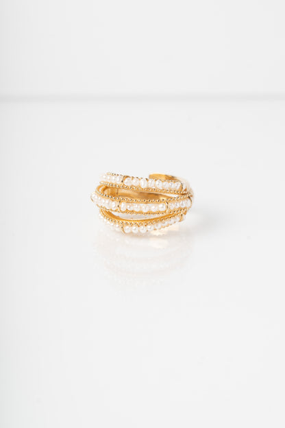 SOARA - ANELLO IN ARGENTO PLACCATO ORO CON PERLINE