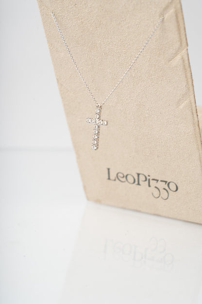 LEO PIZZO - COLLANA CROCE IN DIAMANTI E ORO BIANCO