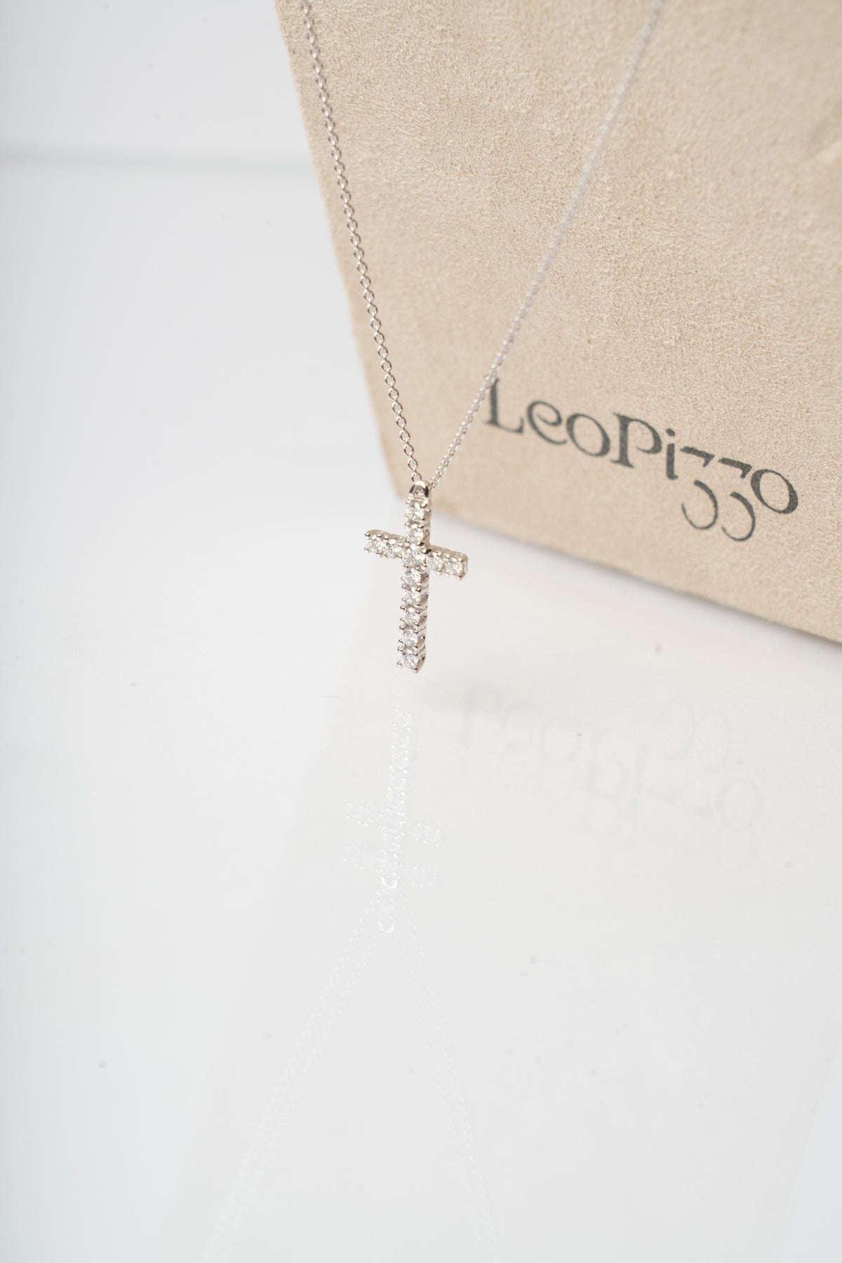 LEO PIZZO - COLLANA CROCE IN DIAMANTI E ORO BIANCO