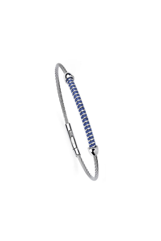 SALVATORE BERSANI - BRACCIALE IN ACCIAIO PLACCHETTA A SPIRALE BLU