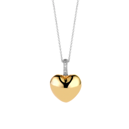 TI SENTO - COLLANA CIONDOLO CUORE PENDENTE ARGENTO DORATO E ZIRCONI