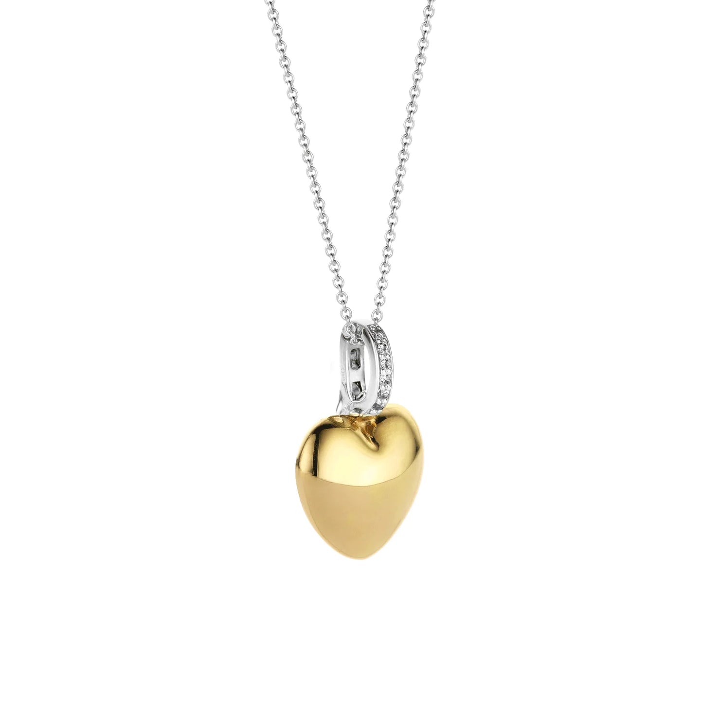 TI SENTO - COLLANA CIONDOLO CUORE PENDENTE ARGENTO DORATO E ZIRCONI