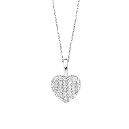 TI SENTO - COLLANA CIONDOLO CUORE PENDENTE ARGENTO PAVE' ZIRCONI