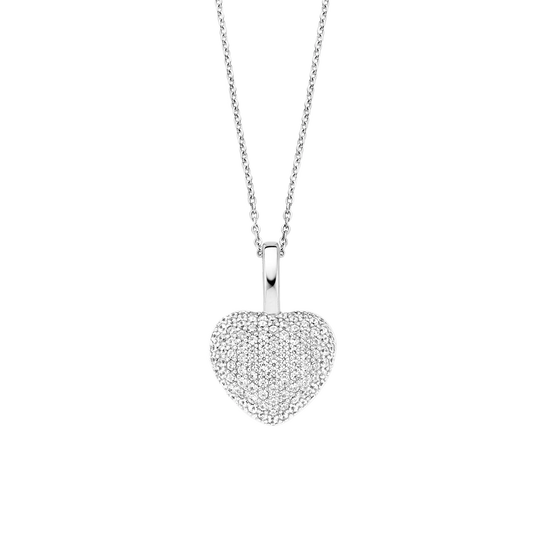 TI SENTO - COLLANA CIONDOLO CUORE PENDENTE ARGENTO PAVE' ZIRCONI