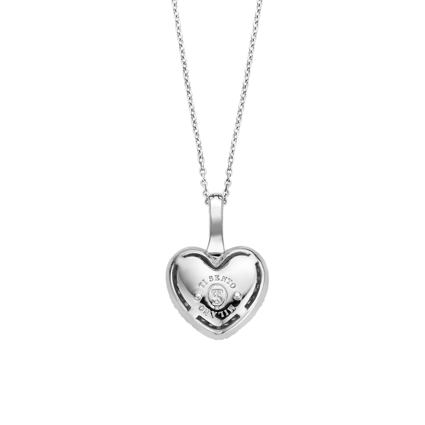 TI SENTO - COLLANA CIONDOLO CUORE PENDENTE ARGENTO PAVE' ZIRCONI
