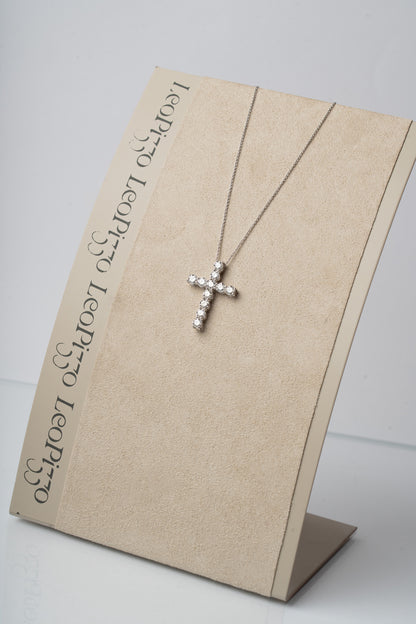 LEO PIZZO - COLLANA CROCE IN DIAMANTI E ORO BIANCO