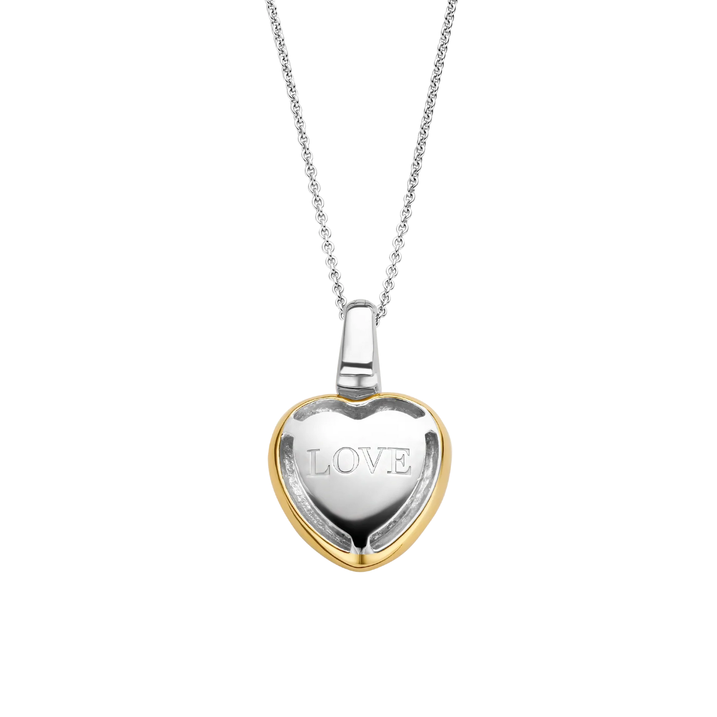 TI SENTO - COLLANA CIONDOLO CUORE PENDENTE ARGENTO DORATO E ZIRCONI