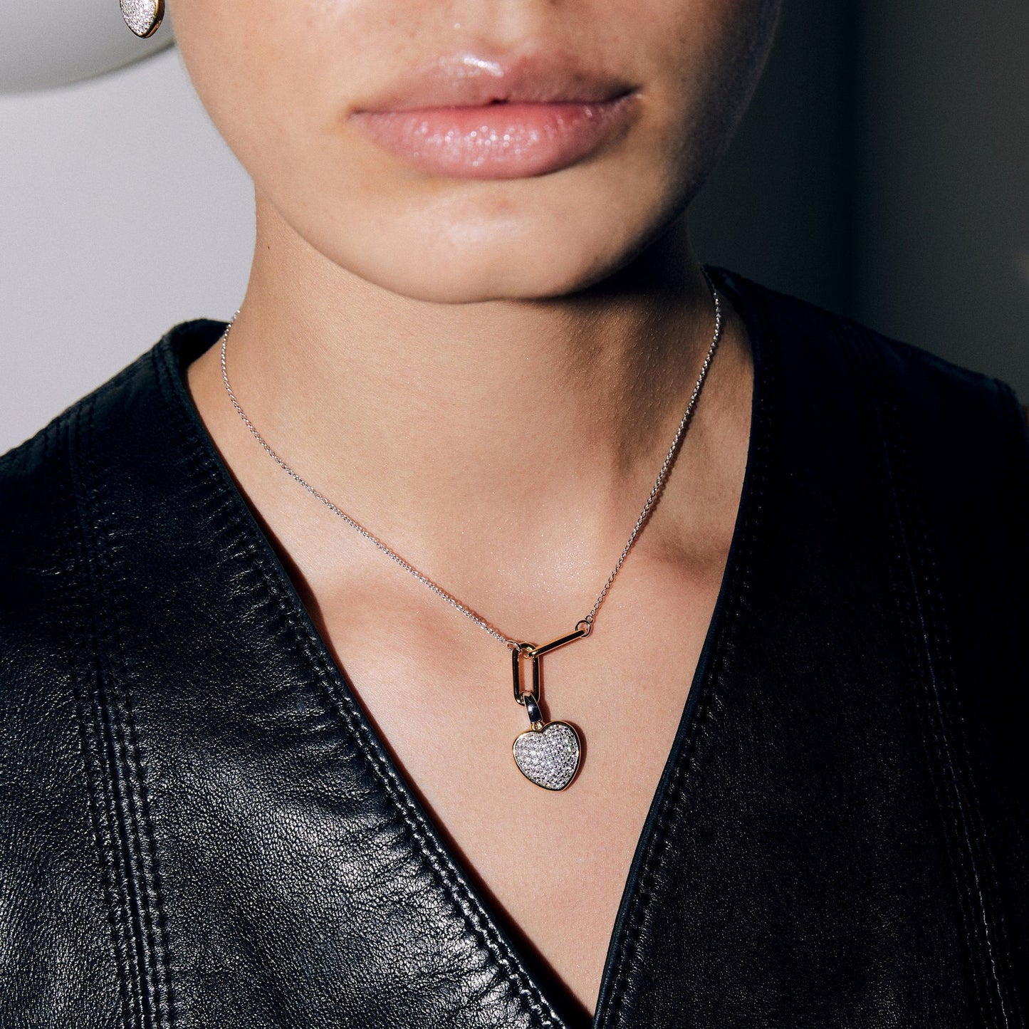 TI SENTO - COLLANA CIONDOLO CUORE PENDENTE ARGENTO DORATO E ZIRCONI